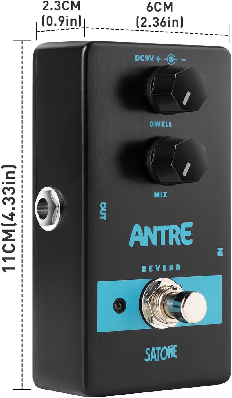 SATONE S803 Antre Reverb Electric Guitar Effect Pedal - Classic Reverb with 2 Controls Preset Acoustic Metal Pedal with True Bypass - Image 4